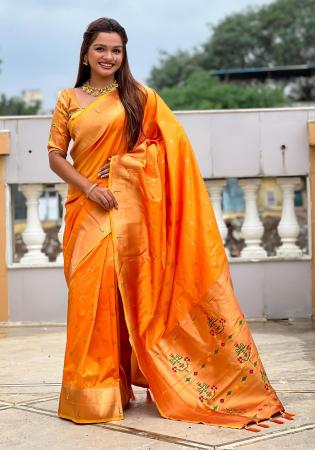 Picture of Graceful Silk Orange Red Saree