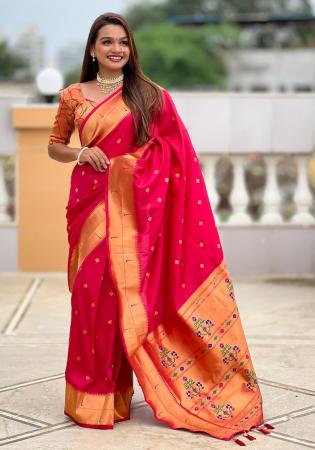 Picture of Good Looking Silk Salmon Saree