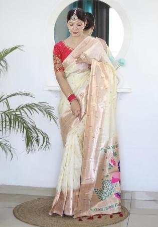 Picture of Shapely Silk Off White Saree