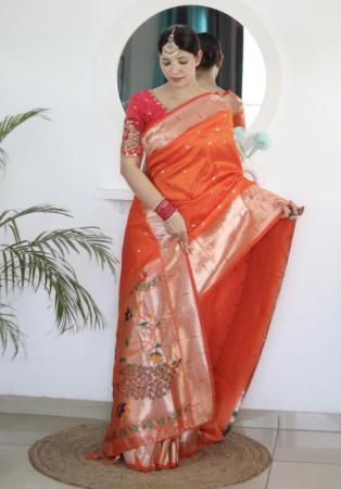 Picture of Magnificent Silk Tomato Saree
