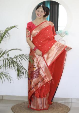 Picture of Bewitching Silk Crimson Saree