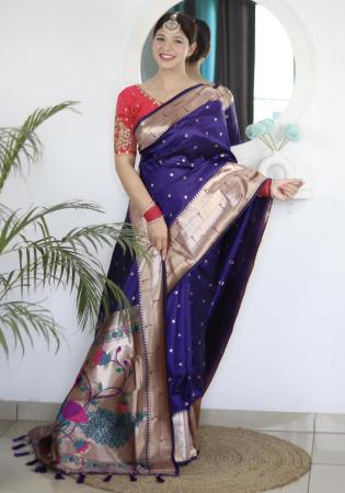 Picture of Resplendent Silk Dark Slate Blue Saree