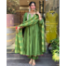 Picture of Silk Dark Olive Green Readymade Salwar Kameez