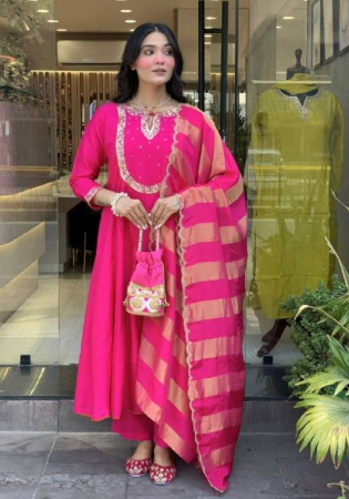 Picture of Bewitching Silk Deep Pink Readymade Salwar Kameez