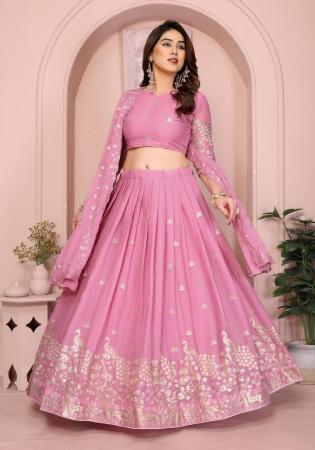 Picture of Comely Georgette Pale Violet Red Lehenga Choli