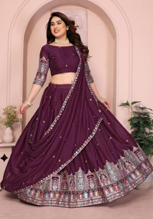 Picture of Pleasing Georgette Saddle Brown Lehenga Choli