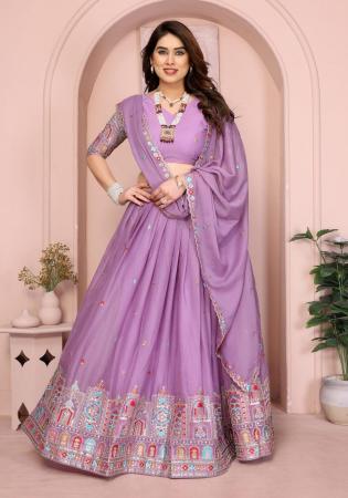 Picture of Delightful Georgette Plum Lehenga Choli