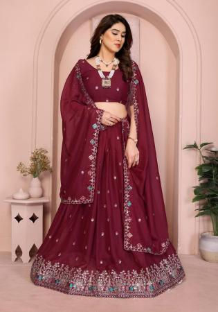 Picture of Well Formed Georgette Maroon Lehenga Choli