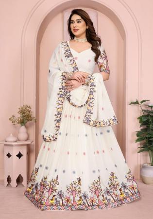 Picture of Statuesque Georgette Beige Lehenga Choli
