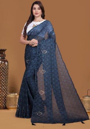 Picture of Graceful Georgette Dark Slate Grey Saree