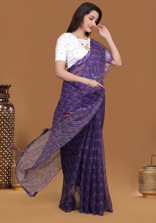 Picture of Magnificent Georgette Purple Saree