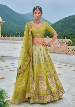 Picture of Amazing Silk Yellow Green Lehenga Choli