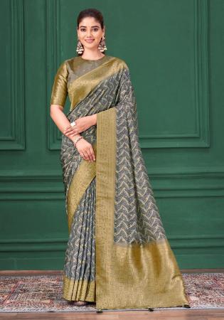Picture of Delightful Silk Grey Saree