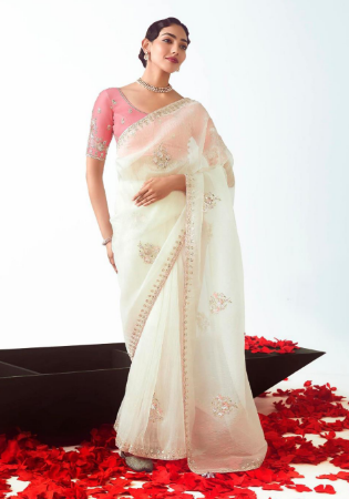 Picture of Lovely Organza Off White Saree