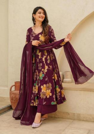 Picture of Delightful Rayon Saddle Brown Readymade Salwar Kameez