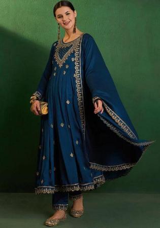 Picture of Resplendent Rayon Midnight Blue Readymade Salwar Kameez