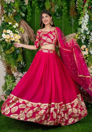 Picture of Elegant Georgette & Net Pink Lehenga Choli