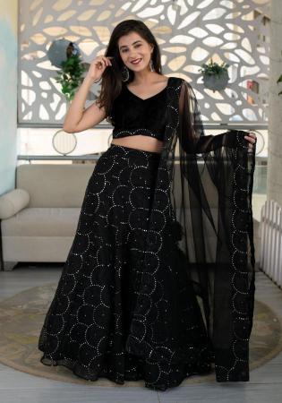 Picture of Well Formed Georgette & Net Black Lehenga Choli