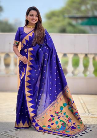 Picture of Resplendent Silk Midnight Blue Saree