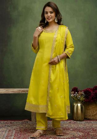 Picture of Rayon Dark Golden Rod Readymade Salwar Kameez