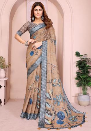 Picture of Elegant Cotton & Linen Dim Gray Saree