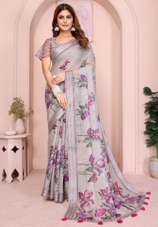 Picture of Fascinating Cotton & Linen Light Grey Saree