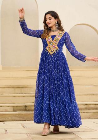 Picture of Comely Georgette Midnight Blue Readymade Gown