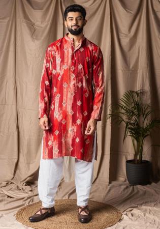 Picture of Alluring Silk Fire Brick Kurtis & Tunic