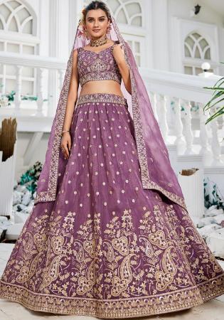 Picture of Graceful Organza Rosy Brown Lehenga Choli