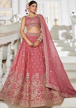 Picture of Well Formed Organza Pink Lehenga Choli