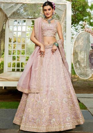 Picture of Pleasing Organza Beige Lehenga Choli