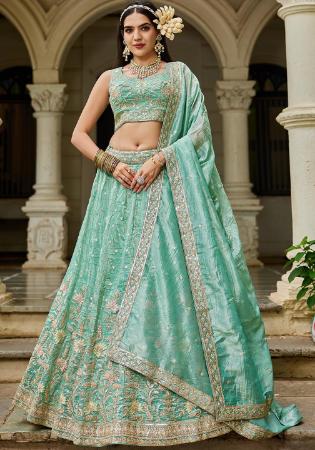 Picture of Gorgeous Organza Cadet Blue Lehenga Choli