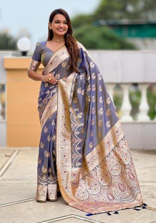 Picture of Grand Silk Slate Grey Saree