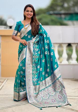 Picture of Gorgeous Silk Dark Cyan Saree