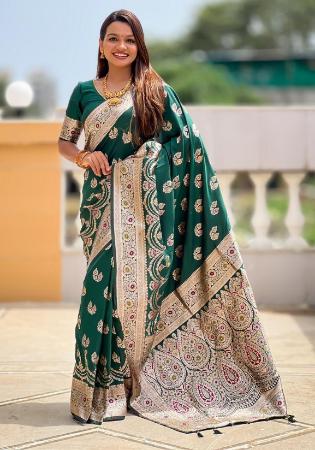 Picture of Wonderful Silk Sea Green Saree