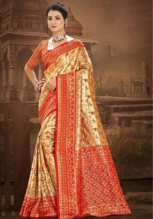 Picture of Shapely Silk Sandy Brown Saree