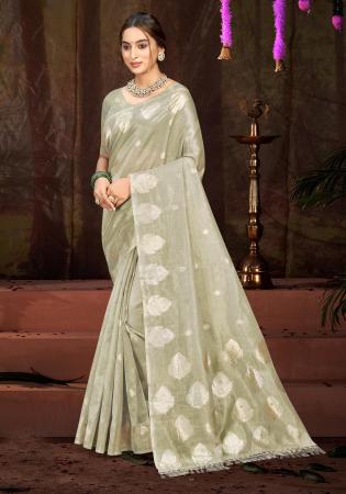 Picture of Lovely Cotton & Silk Silver Saree