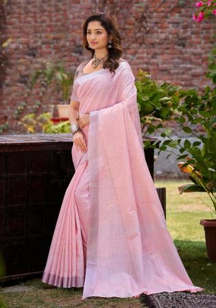 Picture of Alluring Linen Rosy Brown Saree