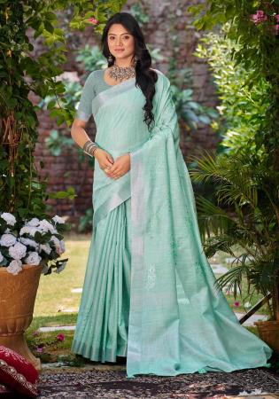Picture of Taking Linen Dark Sea Green Saree