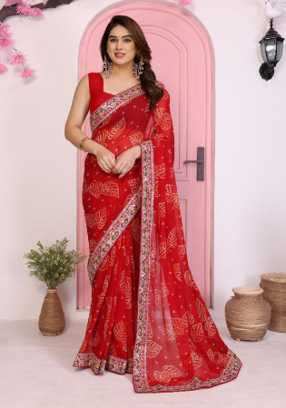 Picture of Ravishing Georgette Crimson Saree