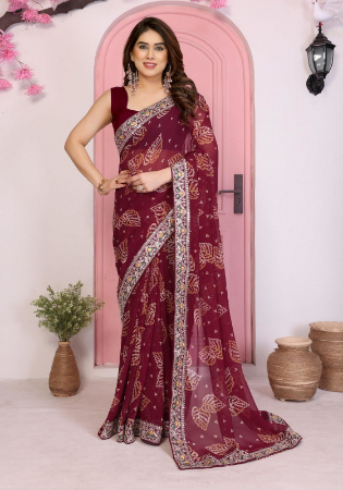 Picture of Enticing Georgette Brown Saree