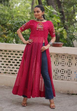 Picture of Ideal Georgette Light Coral Kurtis & Tunic