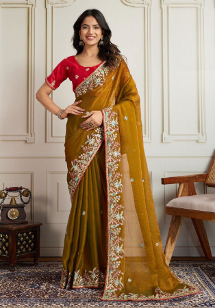 Picture of Chiffon & Georgette & Silk Medium Sea Green Saree