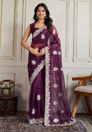Picture of Pleasing Chiffon & Georgette & Silk Brown Saree