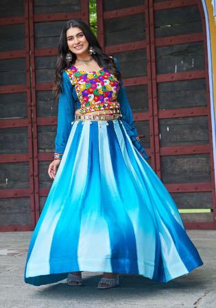 Picture of Classy Chiffon Aqua Readymade Salwar Kameez