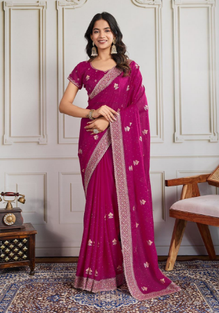Picture of Appealing Georgette Pink Saree