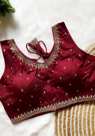 Picture of Gorgeous Silk Maroon Designer Blouse
