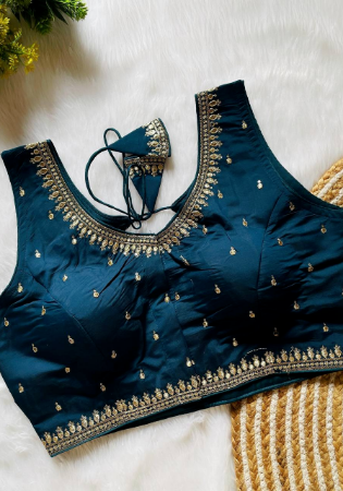 Picture of Ravishing Silk Midnight Blue Designer Blouse