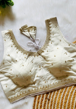 Picture of Excellent Silk Off White Designer Blouse