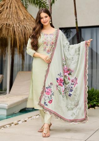 Picture of Cotton & Silk Off White Readymade Salwar Kameez